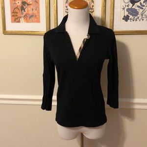 Burberry black v-neck polo Sz Small